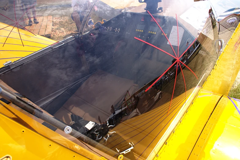 an airplane cockpit view of the inside part