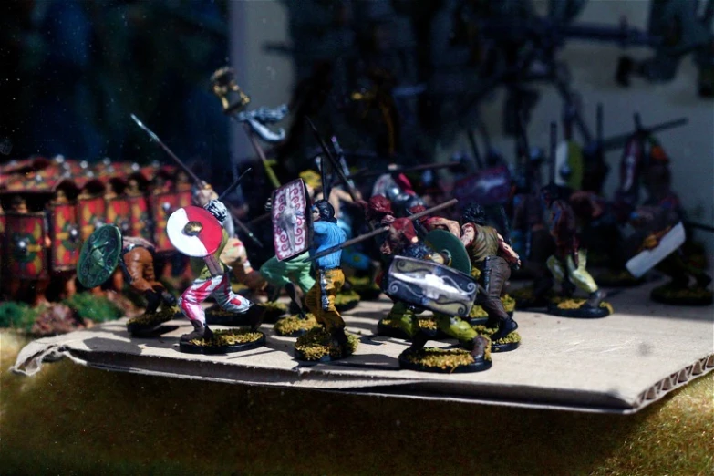 a row of figurines of pirates