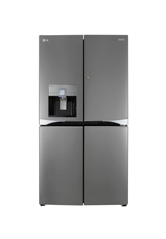 a shiny metallic fridge with no frosting inside