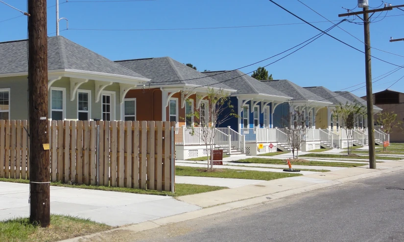 row of small houses along a city street