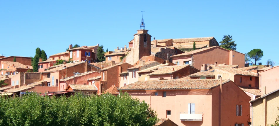 the buildings in this old town are very pink