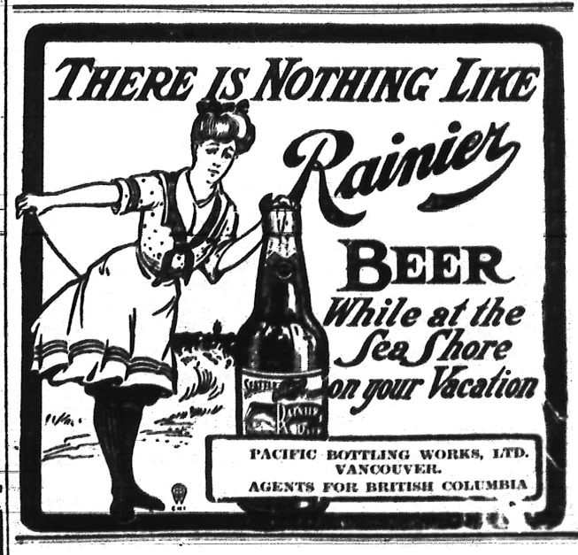 a black and white advertit for beer