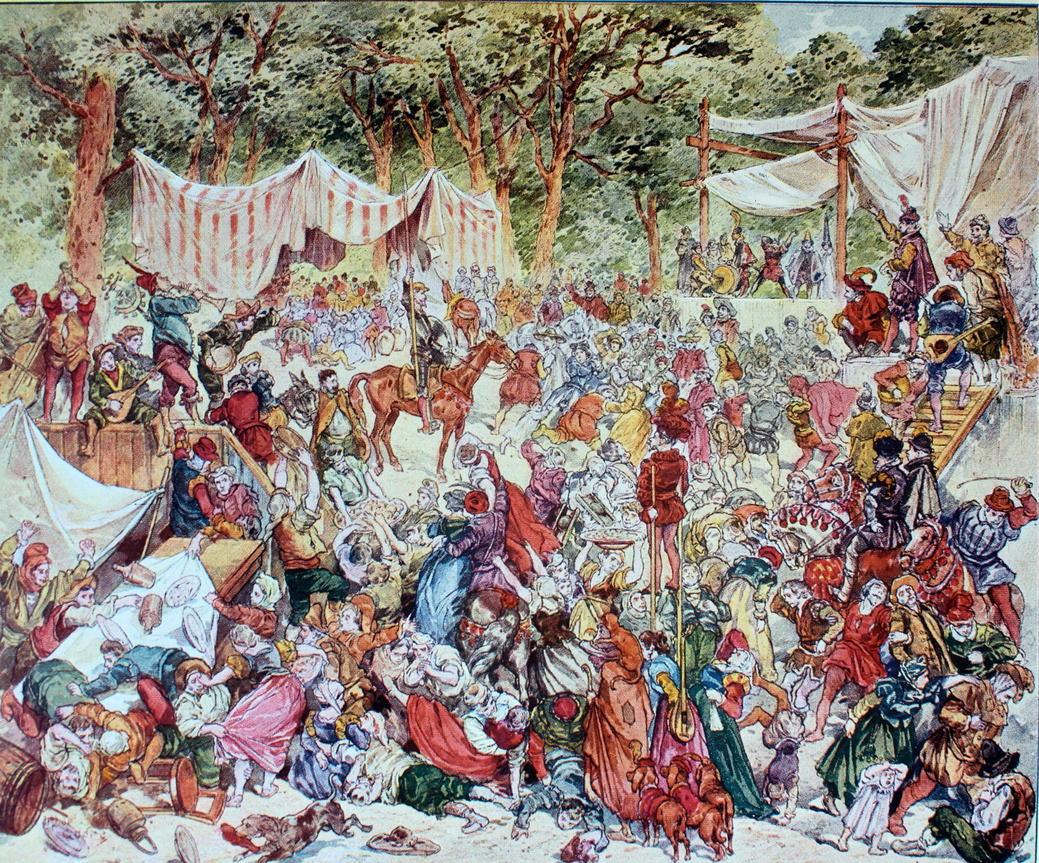 an illustration of people in costume are seen