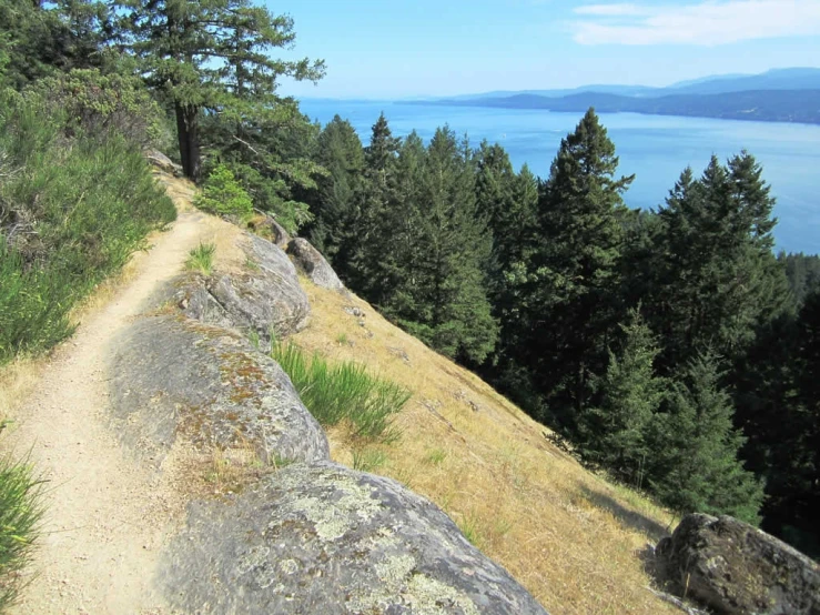 this is a large rock on the side of a hill