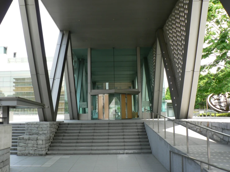 a concrete building with steps leading up to it