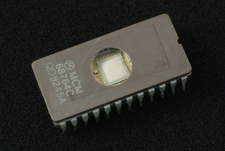 a microchip, with a small chip attached to it