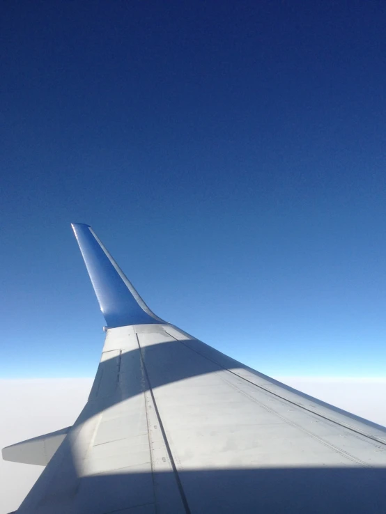 the airplane wing is slightly out as seen from above