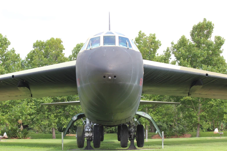 the front of an old plane on display