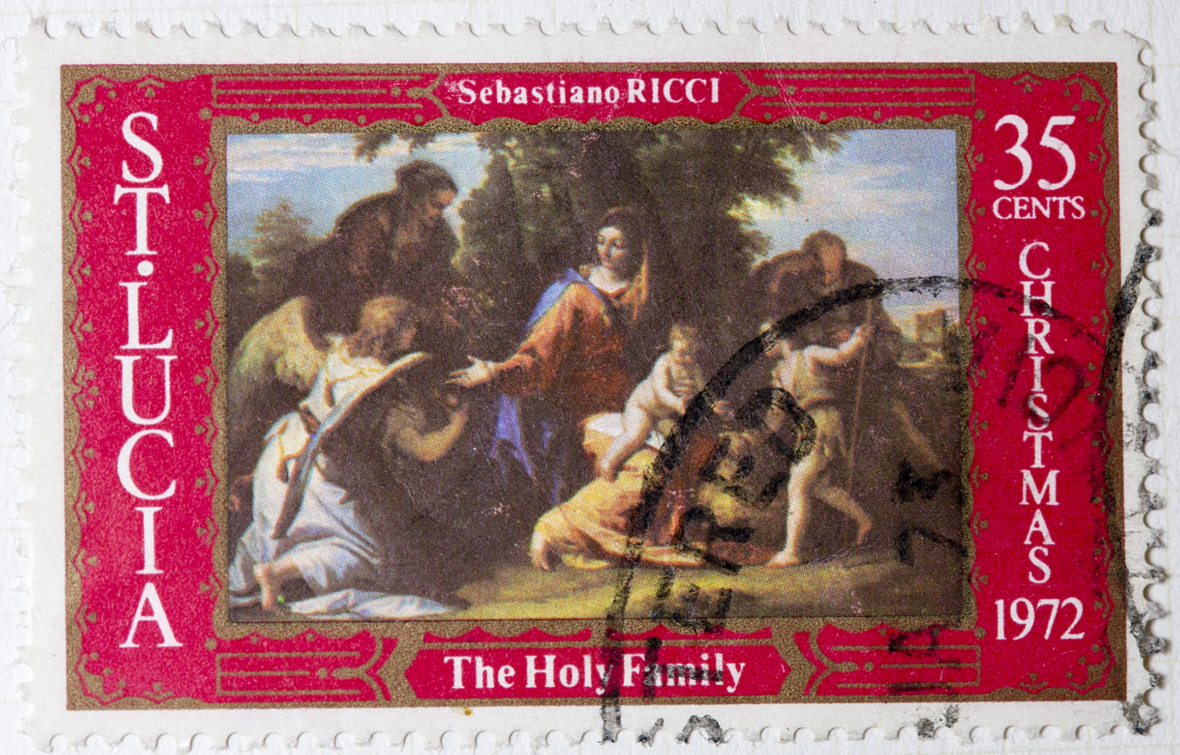 a stamp from scotland shows a painting of jesus