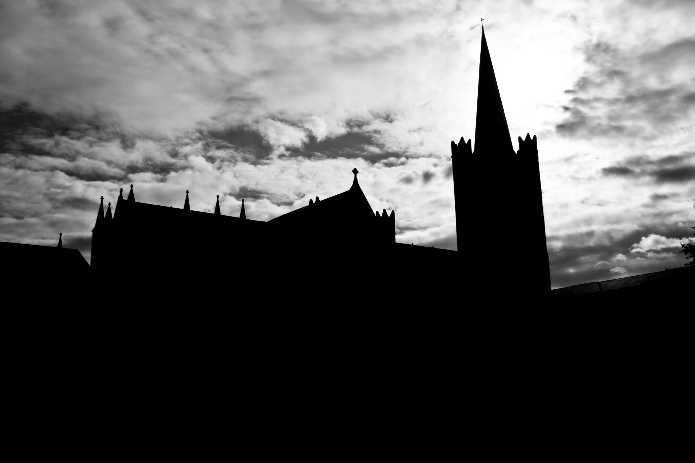 black and white pograph of a gothic cathedral