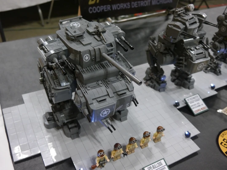 several different types of toy tanks on display