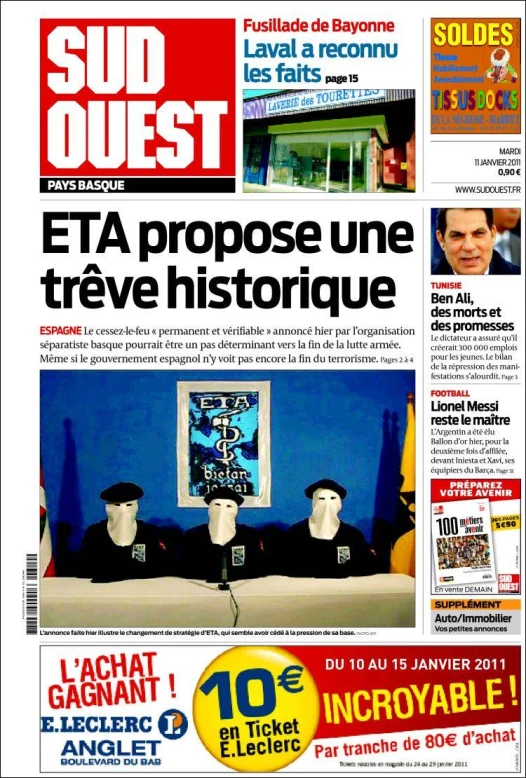 the front page of a french newspaper