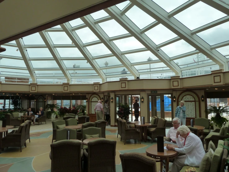 a large glass roof inside of a building