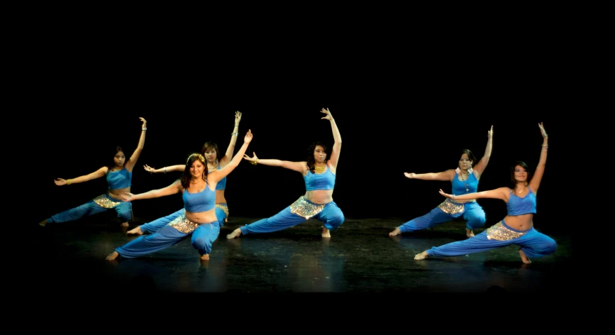 a group of dancers perform a dance move in formation