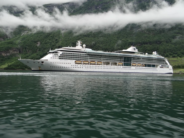 a large cruise ship that is on some water