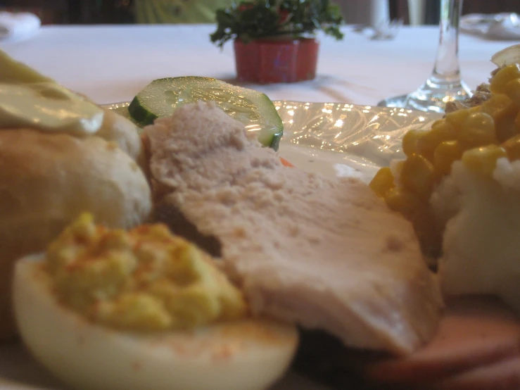 a plate with many different foods on it