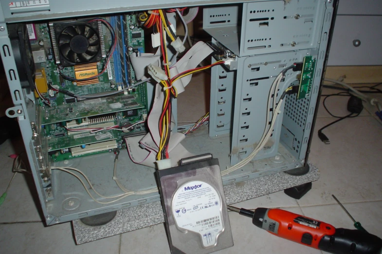 a panel with several parts sitting on top of it