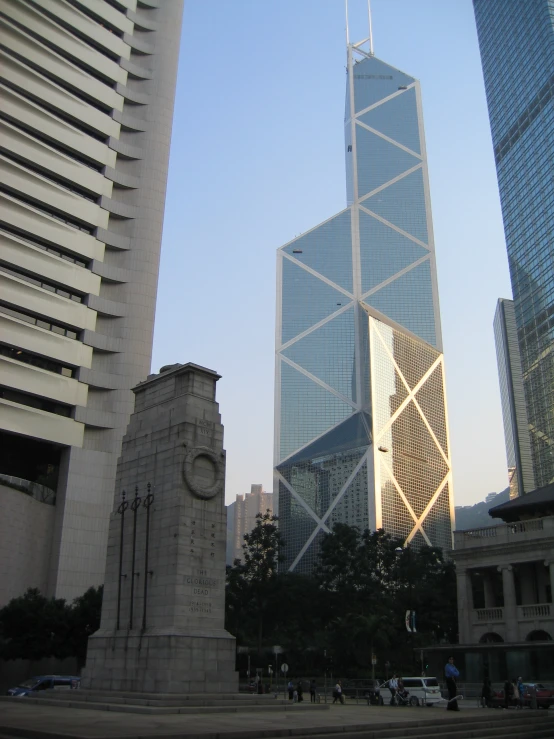 some buildings in the background with a clock tower