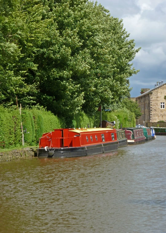 a barge in the middle of a river