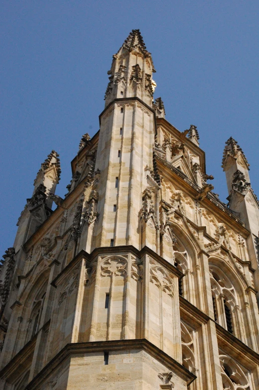 an intricately designed building stands beneath the blue sky