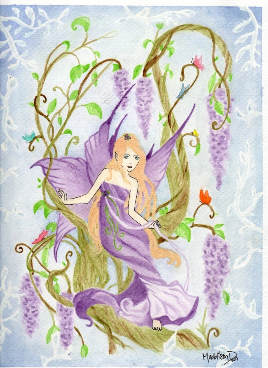 a girl in the purple dress on a tree nch