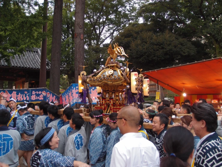 a crowd is shown all dressed up for a parade