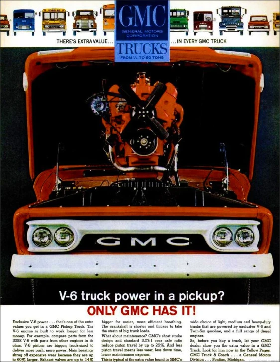 a vintage advert for the gmc truck with an image of a man driving a vehicle