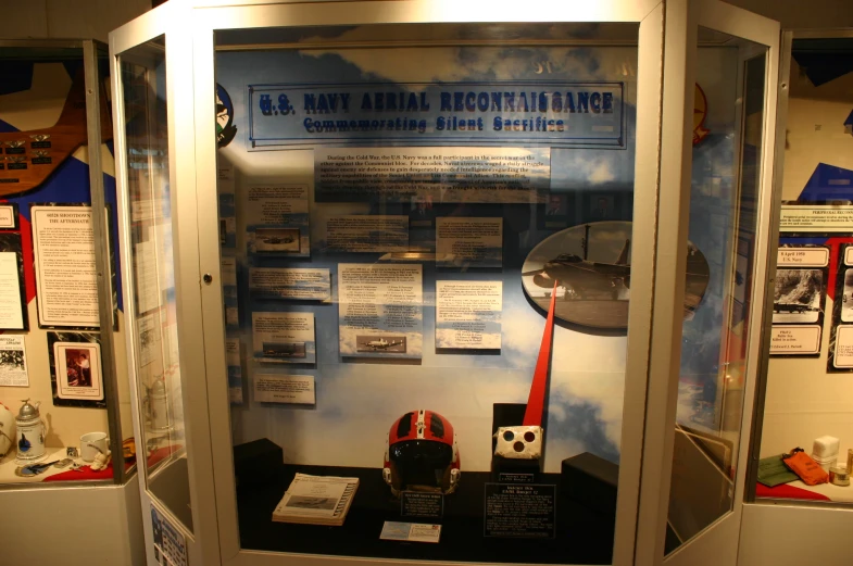 the display case is holding the objects on display