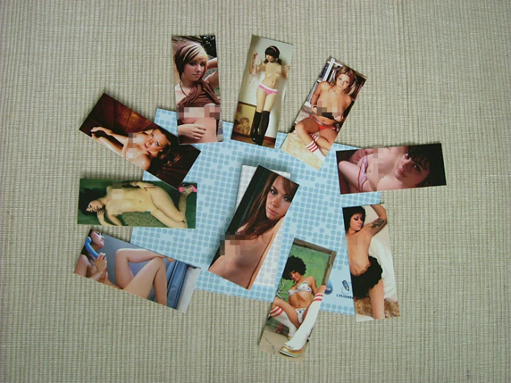 an image of collages of pictures of women on a table