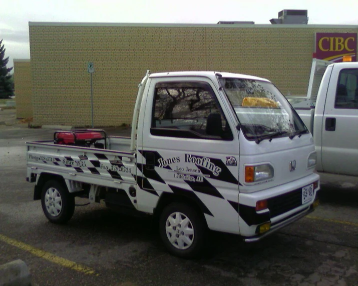 a truck with a checkered design in the bed
