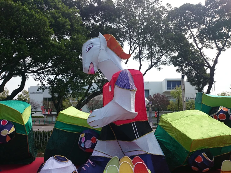 a bunch of paper sculptures at an event