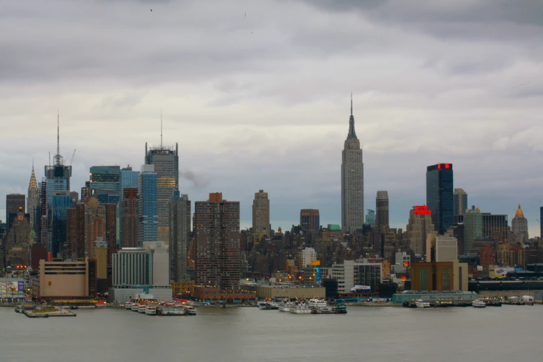 view from across the harbor of a city