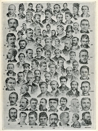 an old newspaper clipping of heads from the early 20th century