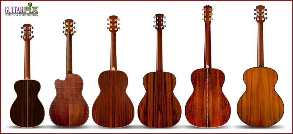 a group of different guitars on display in a row