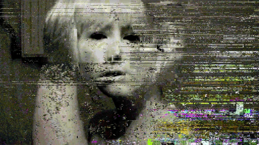 an altered pograph of a girl staring straight ahead