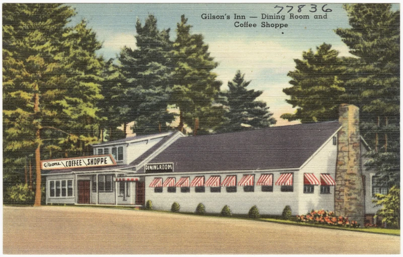 an old picture of a diner on a corner