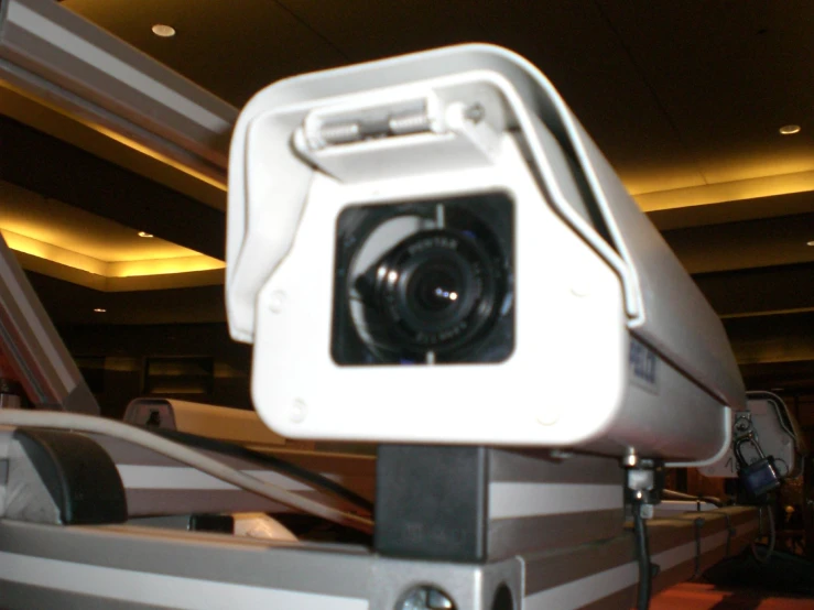 a camera is setting on top of some equipment
