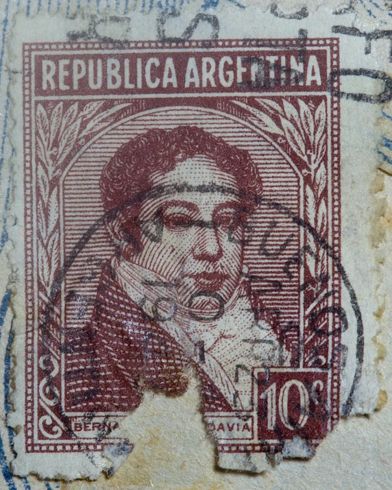 a stamp with a drawing of a woman