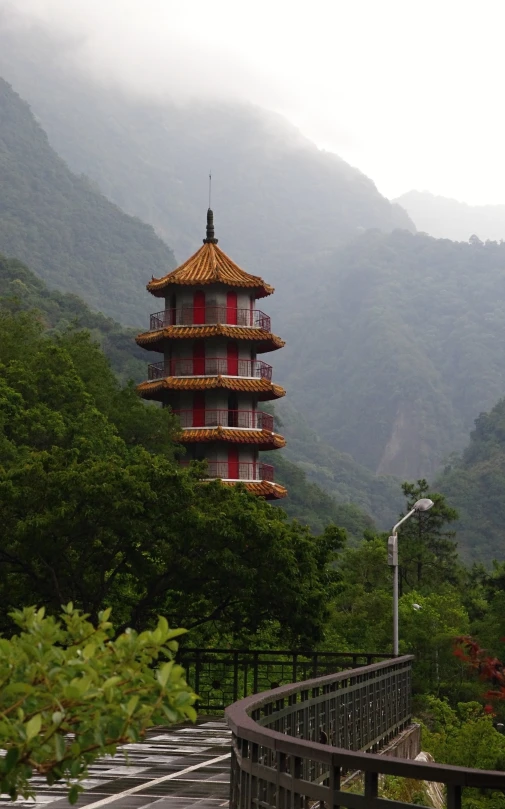 an image of the pagoda in the mountains