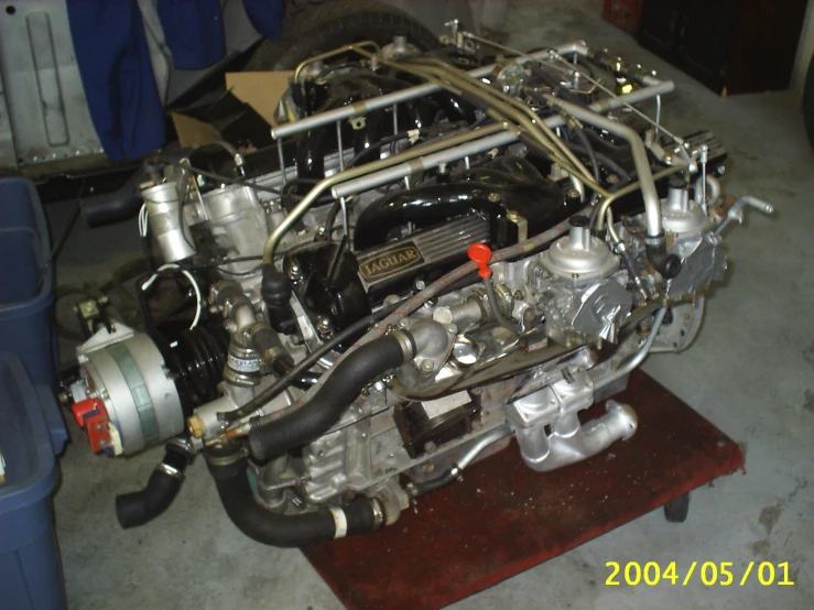 an image of a car engine in a garage