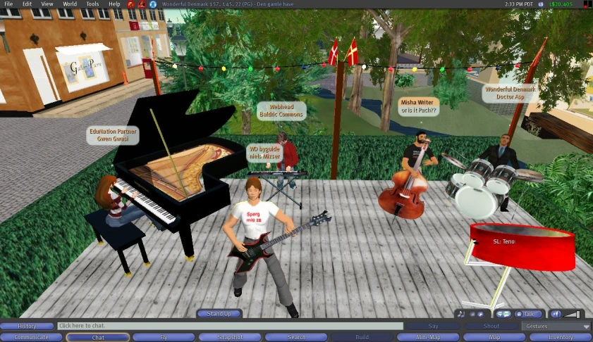 a screen s of a stage with a keyboard and musical instruments