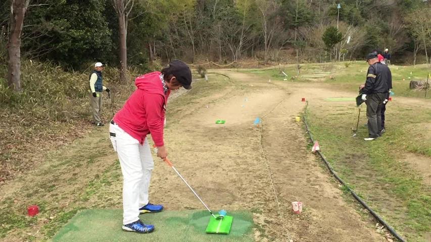 man playing golf on the green in the woods