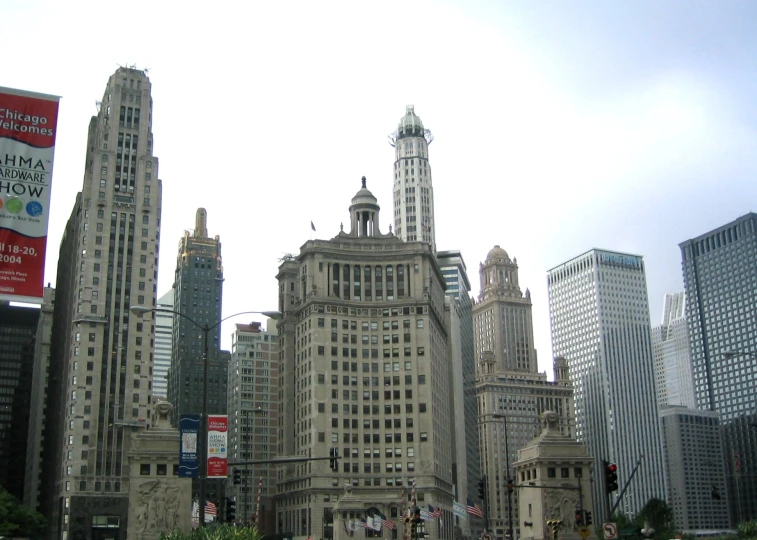 a large group of buildings in the city with lots of people