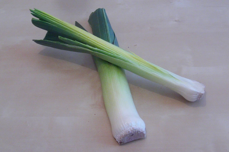 there are some celery that have split apart on a table