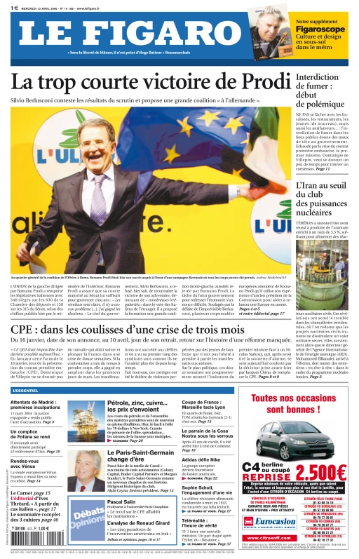 a page in the newspaper le figaro with the cover and a po of a man in