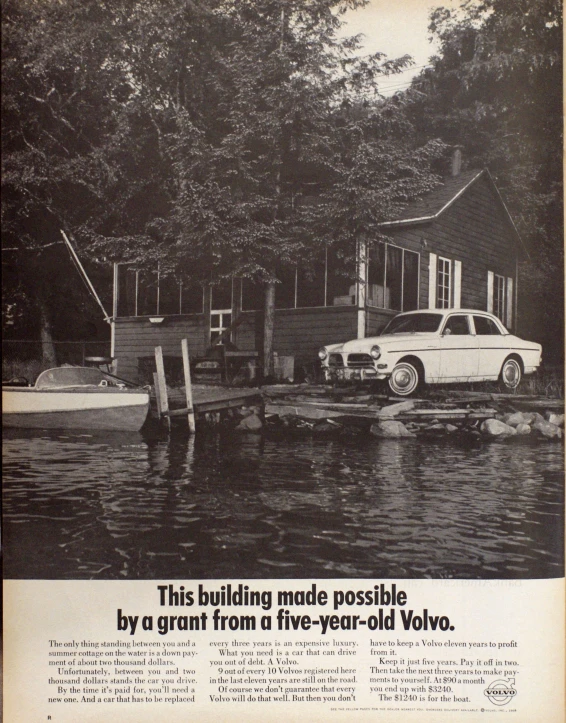 a very well - preserved picture of a car that is parked on a dock