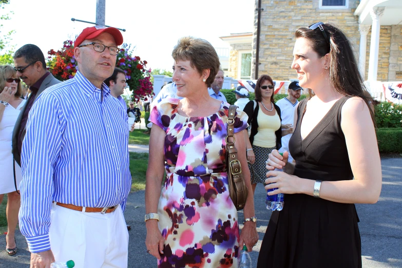 people in the street at an outside event