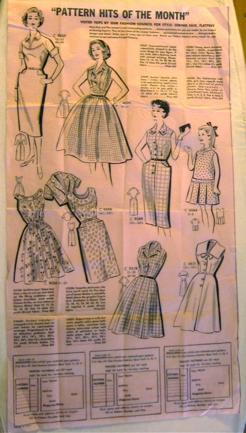 an old paper with ladies's fashions printed on it