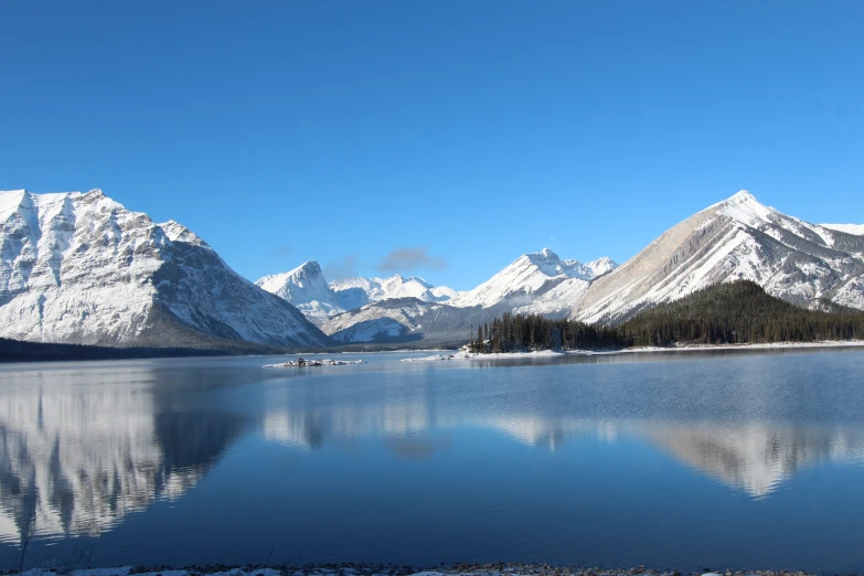 a very large mountain lake on a clear day