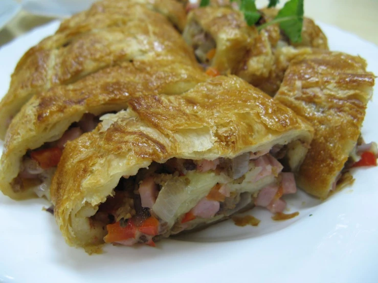 some meat and vegetable crostae pie on a plate